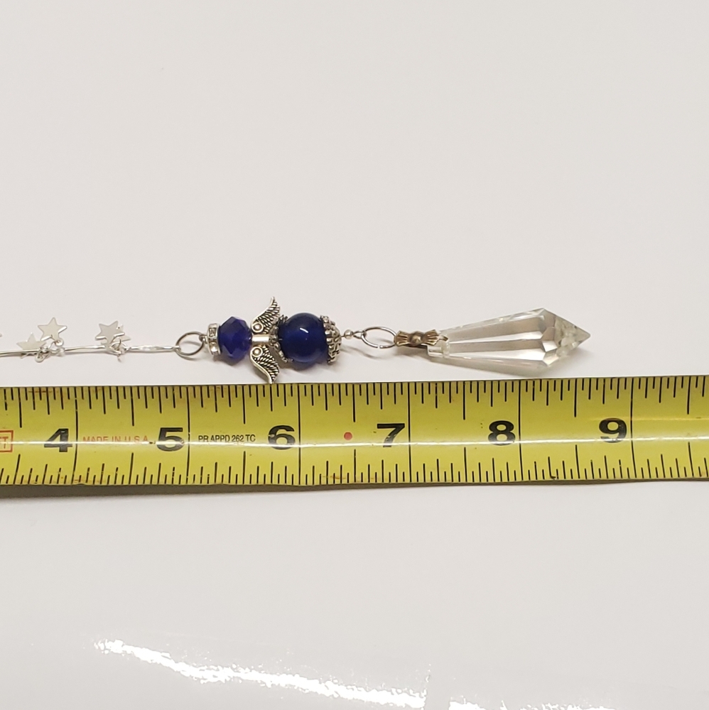 Handmade Cobalt Blue Guardian Angel & Vintage Prisim Crystal Ornament Suncatcher - Picture 7 of 7